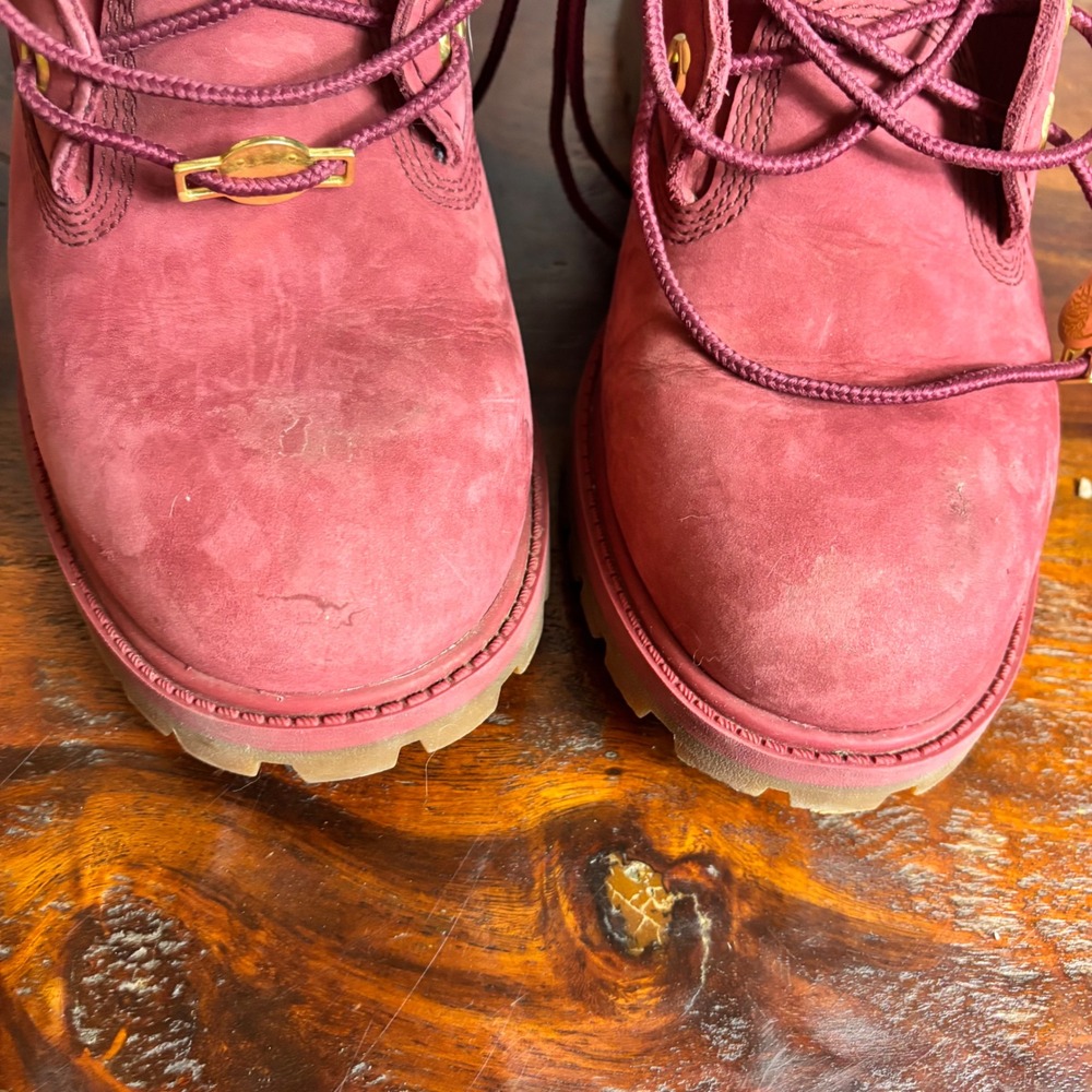 Timberland Women's Burgundy Suede Lace-Up Boots - Picture 2 of 13
